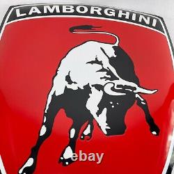XXL Lamborghini Logo Plaque en Email Émaille Plaque Émail Signer 65x47 CM