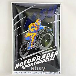 XXL NSU Motos Logo Plaque en Email Plaque Émail Signer 68x47 CM