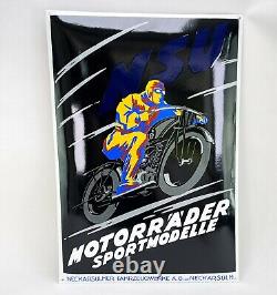 XXL NSU Motos Logo Plaque en Email Plaque Émail Signer 68x47 CM